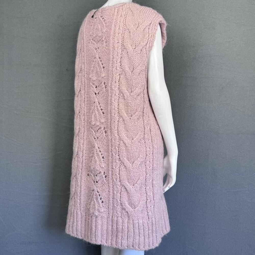 Zara Sweater Dress Womens Medium‎ Pink Cable Knit Sleeveless Alpaca Boho Preppy - Picture 3 of 16